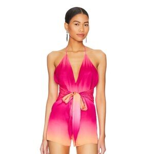 lovers and friends addie romper in hot pink ombre